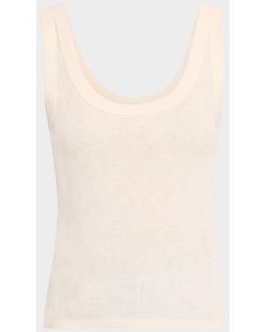 Veronica Beard Belvedere Jersey Scoopneck Tank Top - Natural