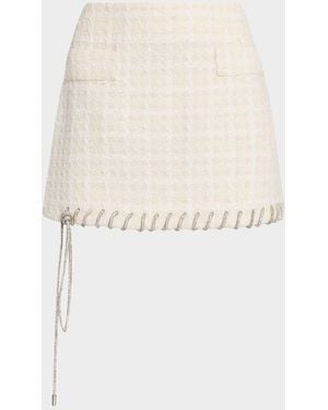 Area Crystal Laced Check Tweed Lady Mini Skirt - Natural