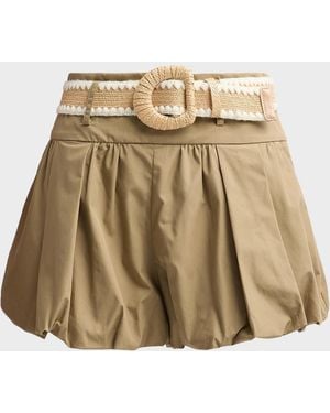 Cara Cara Ray Belted Bubble Shorts - Natural