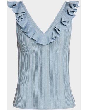 Zimmermann Aster Metallic Frill Top - Blue