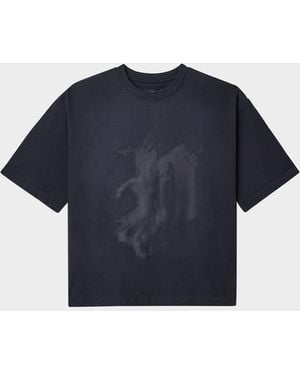 Purple Textured Jersey Monogram Crewneck T-Shirt - Blue