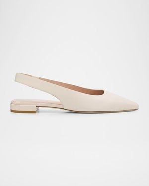 Stuart Weitzman Stassi Leather Slingback Flats - White