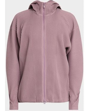 Homme Plissé Issey Miyake Wickerwork Mesh Full-Zip Hoodie - Pink