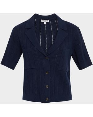 Argent Pointelle & Ribbed Knit Top - Blue