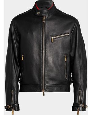 Versace Leather Moto Jacket - Black