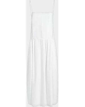 KHAITE Adira Sleeveless Pleated Midi Dress - White