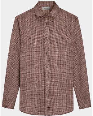 Bugatchi Apos;S Alvin Grid Cotton Shirt - Brown