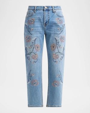 Libertine Montecito Embellished Straight-Leg Boyfriend Crop Jeans - Blue