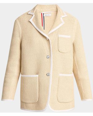 Thom Browne Straw Piping Sport Coat - Natural