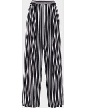 Michael Kors Striped Silk Pleated Wide-Leg Pajama Pants - Multicolor