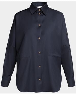 Moncler Long-Sleeve Wool Shirt - Blue