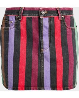 Versace Stripe Denim Mini Skirt - Red