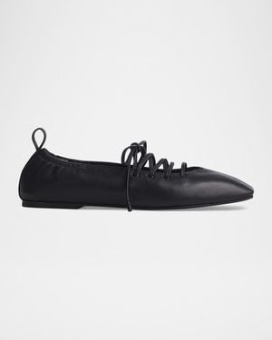 Rag & Bone Sophia Lace-Up Leather Ballerina Flats - Black