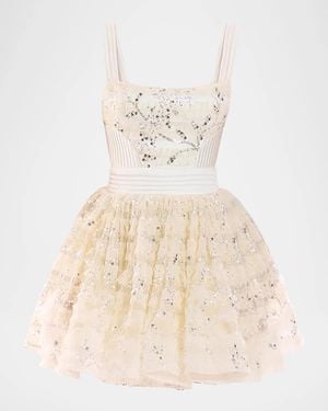 Zhivago Doll Sequin-Embellished A-Line Mini Dress - Natural
