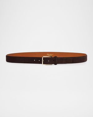 Santoni Apos;S Suede Buckle Belt - White