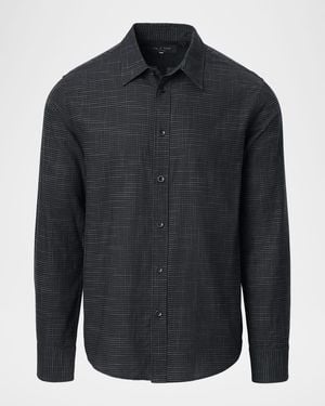 Rag & Bone Apos;S Tomlin Cotton Crosshatch Button-Down Shirt - Blue