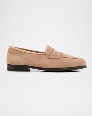 John Lobb Apos;S Bath Suede Penny Loafers - White