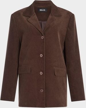 SER.O.YA Hera Corduroy Single-Breasted Blazer - Brown
