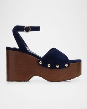 Gianvito Rossi Suede Ankle-Strap Platform Sandals - Blue