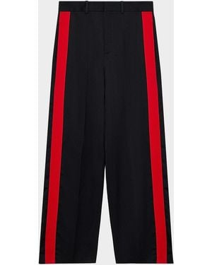 Loewe Apos;S Striped Wool-Cotton Wide-Leg Pants - Red