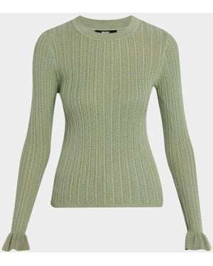 PAIGE Ophelia Pointelle-Knit Top - Green