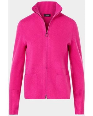 Akris Cashmere Knit Zip Cardigan - Pink
