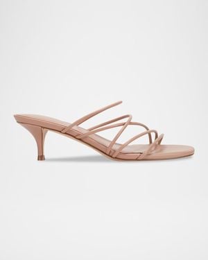 Marc Fisher Banna Strappy Leather Kitten Slide Sandals - Pink