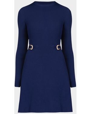 Shoshanna Janice Buckle-Detail Mini Dress - Blue