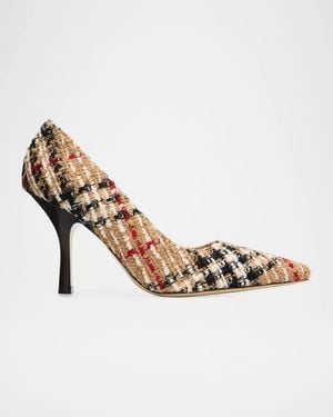 Burberry 90Mm Check Boucle Pumps - Metallic