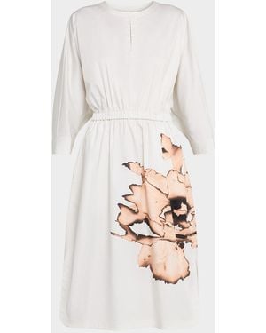 Jason Wu Abstrcat-Print Dolman-Sleeve Dress - White