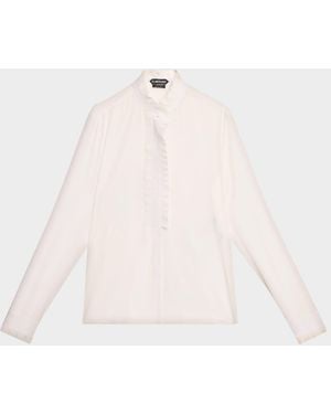 Tom Ford Silk Crepe De Chine Button-Front Blouse - White
