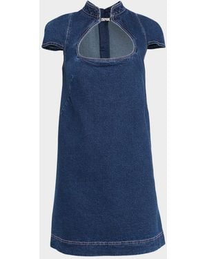 Versace Jeans Couture Cut-Out Denim Mini Dress - Blue