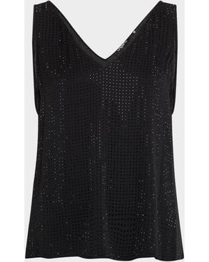 Emanuel Ungaro Sleeveless Rhinestone Blouse - Black