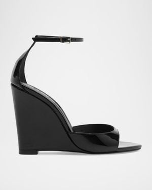 SCHUTZ SHOES 100Mm Scarlett Patent Leather Wedge Sandals - Black