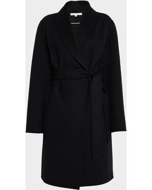 Sofiacashmere Double-Face Belted Wrap Coat - Black