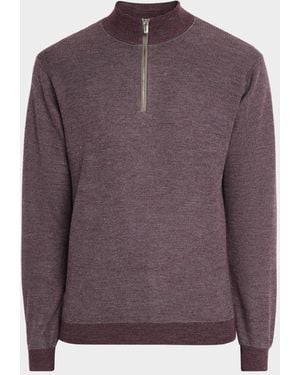 Peter Millar West Merino Wool Quarter-Zip Sweater - Purple