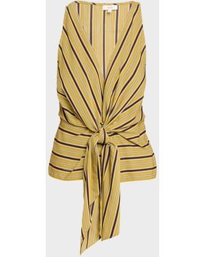 A.L.C. Elle Stripe Sleeveless Tie-Front Top - Metallic