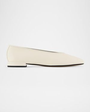 Giorgio Armani Soft Calfskin Ballerina Flats - White