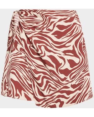 Tanya Taylor Lydia Draped Silk Mini Skirt - Red