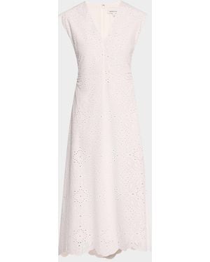 Veronica Beard Aven Eyelet A-Line Midi Dress - Pink