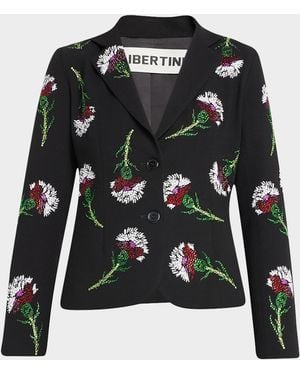Libertine Ottoman Carnation Short Blazer With Crystal Detail - Black