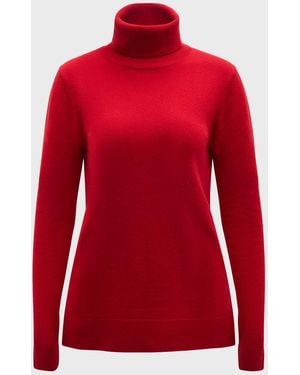 Neiman Marcus Ribbed Cashmere Turtleneck Sweater - Red