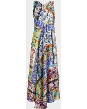 Johnny Was Armeria Floral-Print Silk Maxi Dress - White