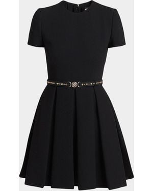 Versace Belted Short-Sleeve Mini Dress - Black