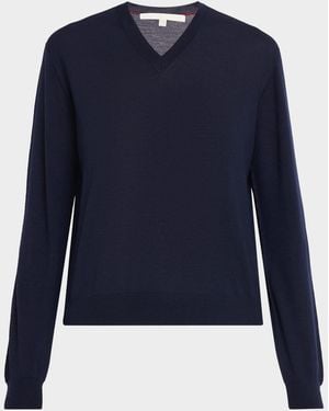 RÙADH The Oscar V-Neck Wool Sweater - Blue