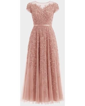 Mac Duggal Embellished Mesh A-Line Cocktail Dress - Pink