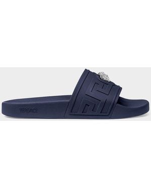 Versace Apos;S La Medusa Pool Slides - Blue