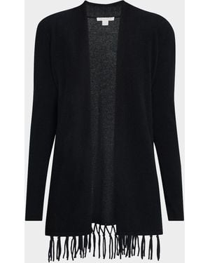 Sofiacashmere Cashmere Fringe Cardigan - Black
