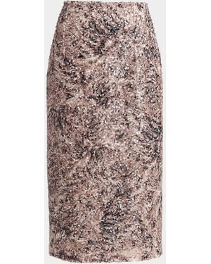 Kiton Sequined Midi Skirt - Brown
