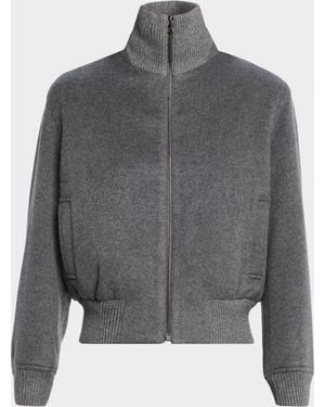 TSE Double-Faced Cashmere Bomber Jacket - Gray